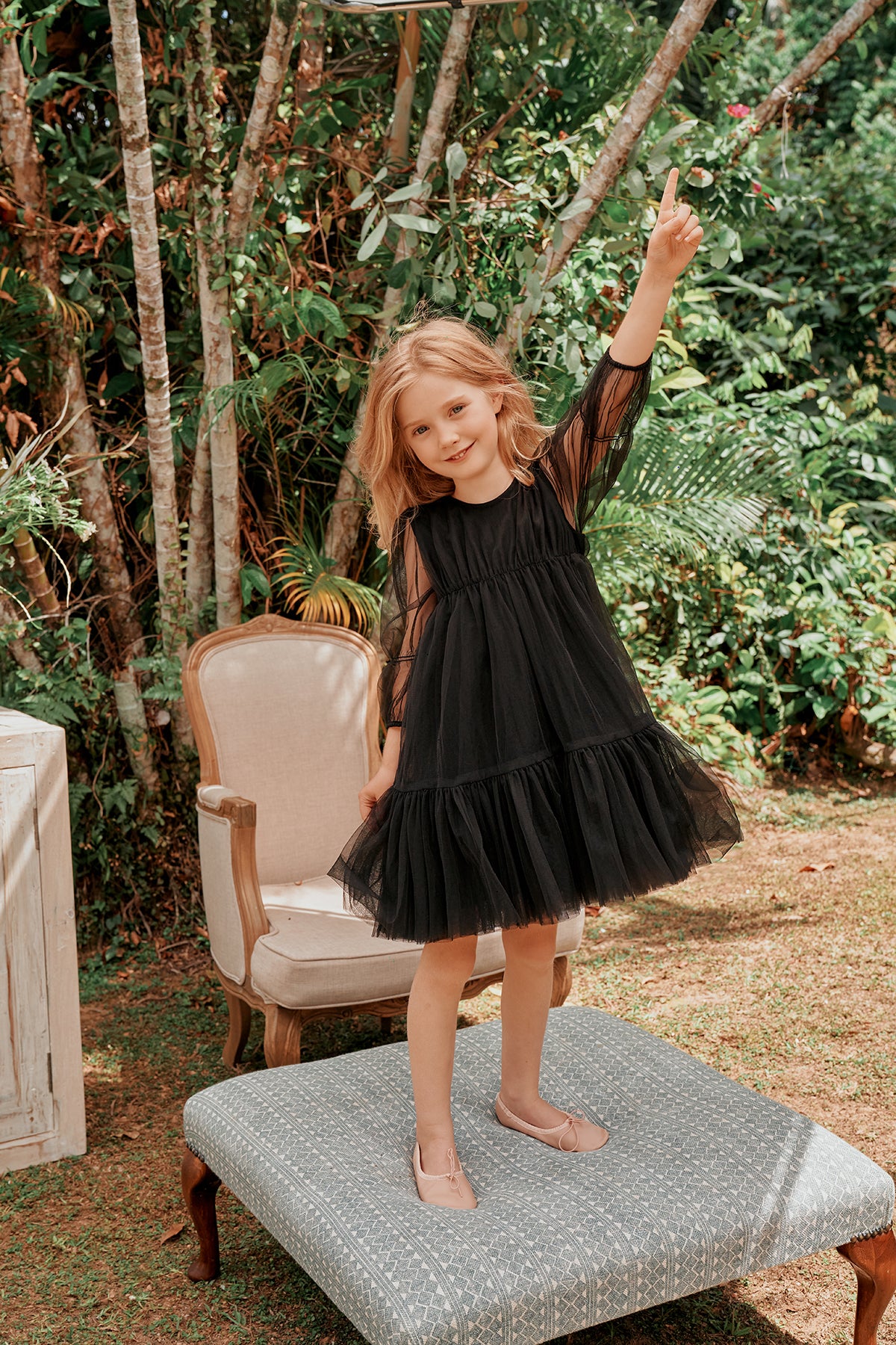 Alice Dress Black Tulle Flower Girl Dress Ruffles 12