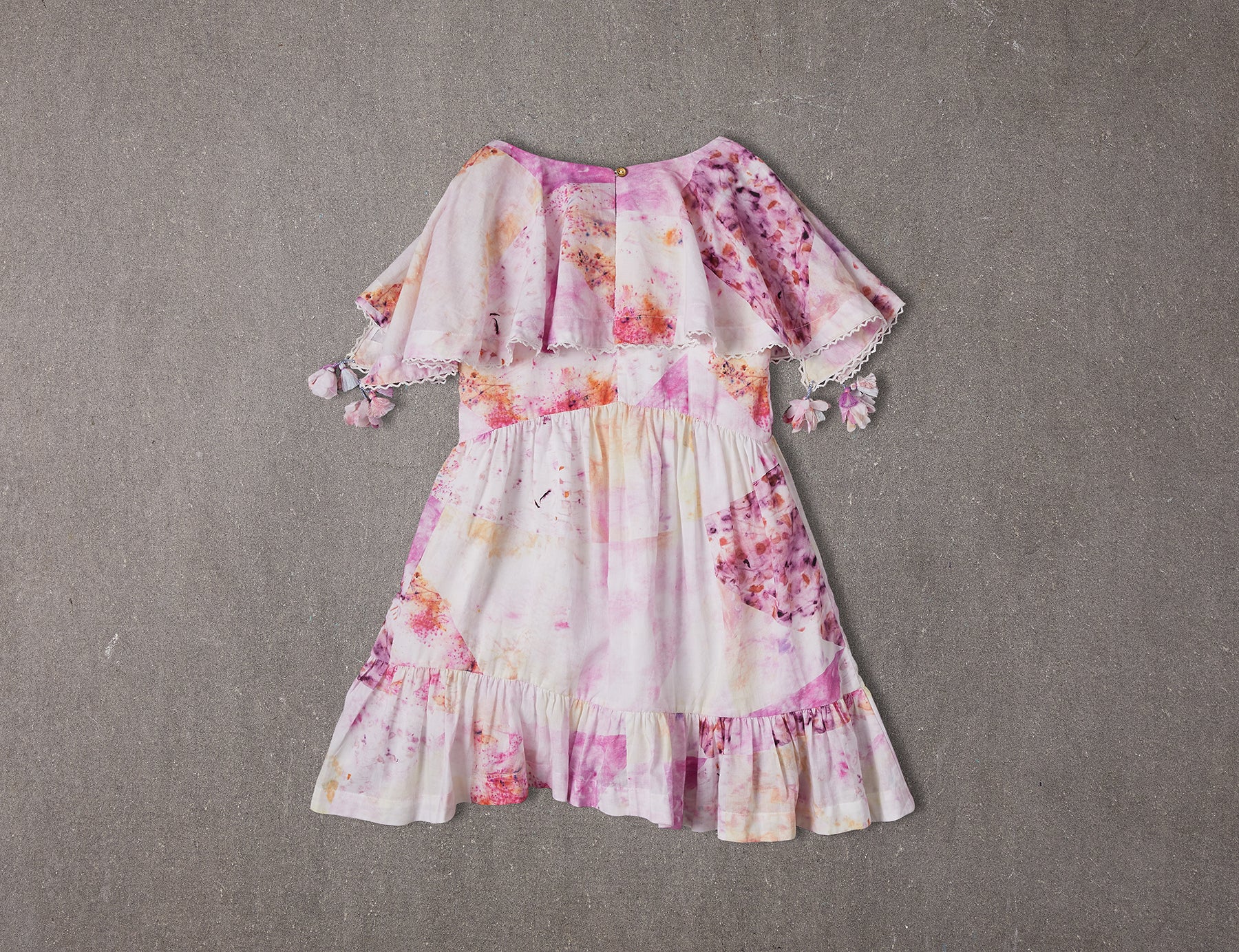 Della Dress Knee length pink tie dye cotton birthday dress with asymmetrical skirt NELLYSTELLA