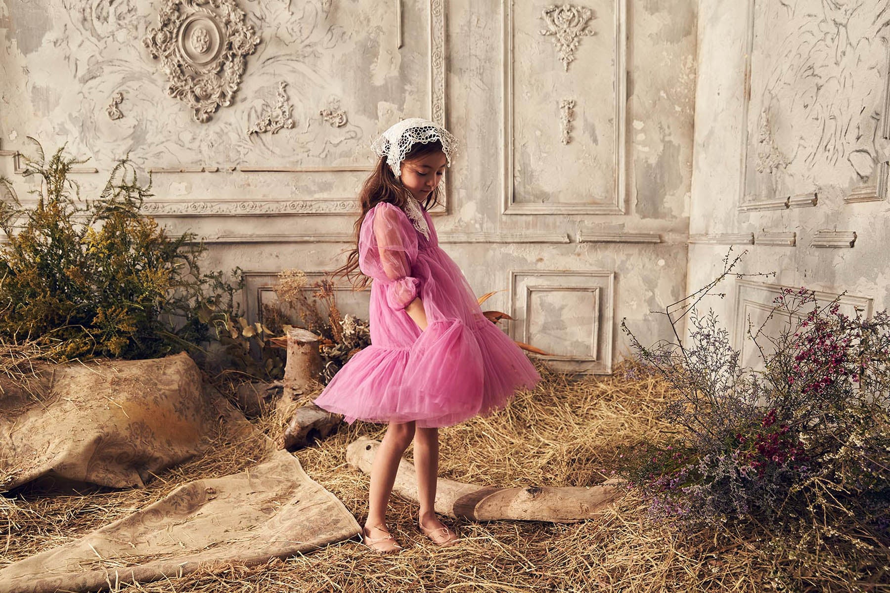 Alice Dress Pink tulle Christmas dress with ruffles NELLYSTELLA