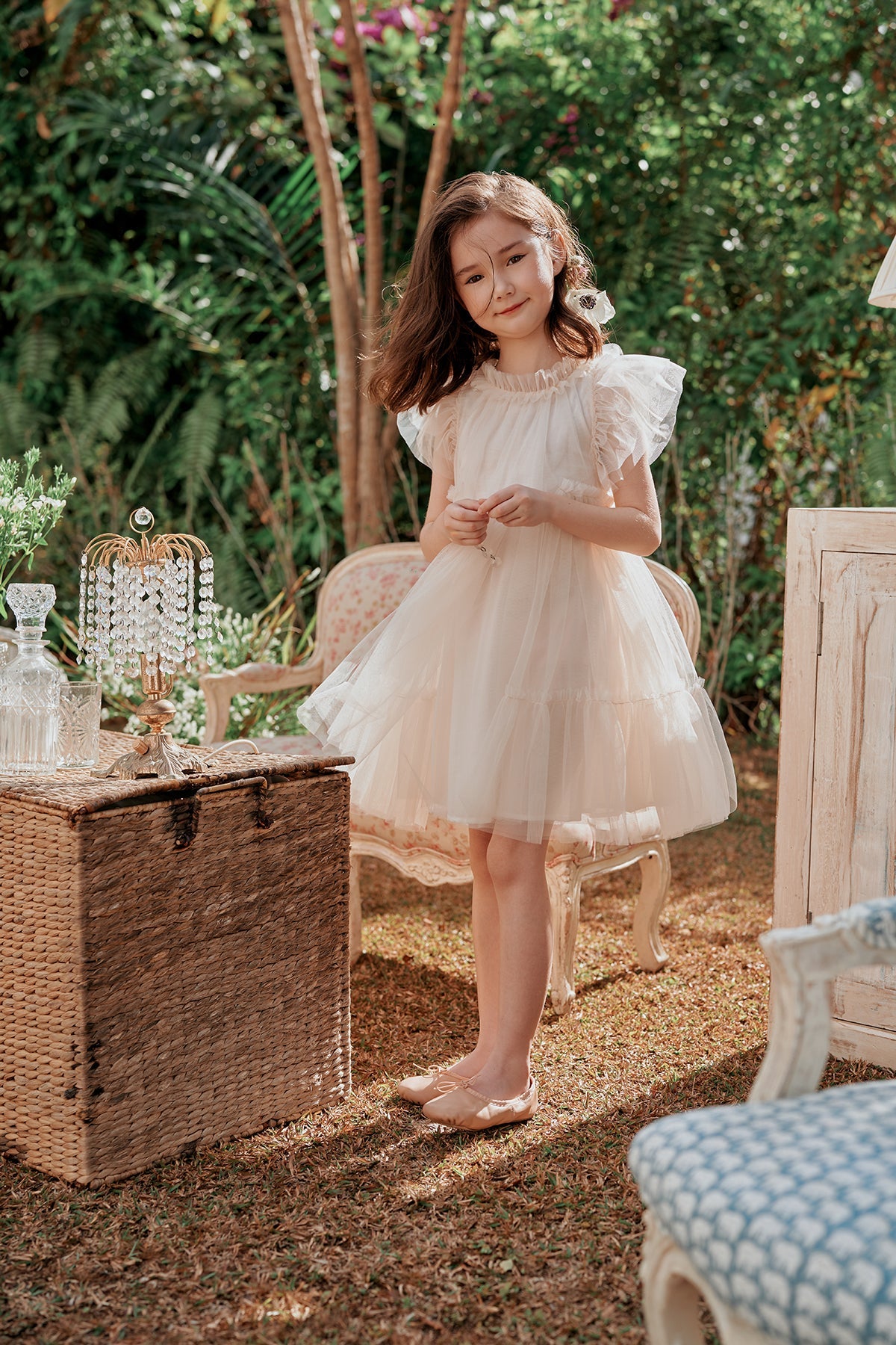Antoinette Dress Pink Tulle Flower Girl Dress with A Ruffle Collar 12