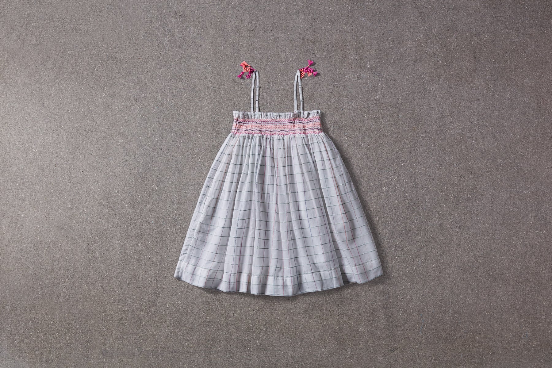 Camilla Dress White cotton summer dress with pompoms NELLYSTELLA